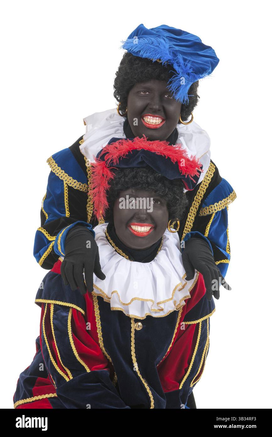 Niederländischen Charakter als schwarze Pete für typische Sinterklaas Urlaub im portrait Stockfoto