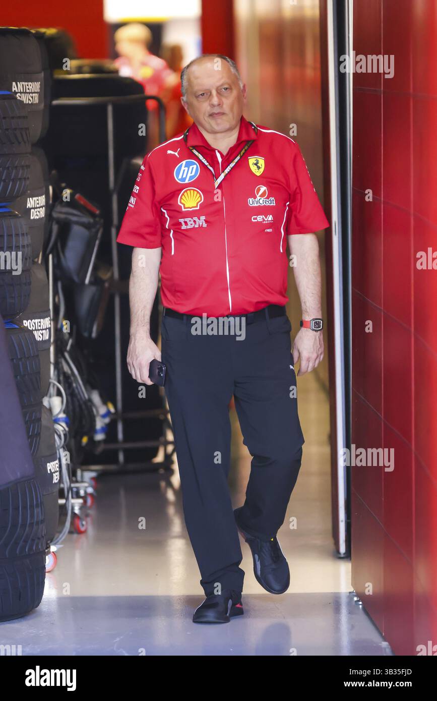 MELBOURNE, AUSTRALIEN – 13. MÄRZ: Teamchef Fred Vasseur von Scuderia Ferrari vor dem Großen Preis von Australien 2025 im Albert Park in Melbourne, Austral Stockfoto