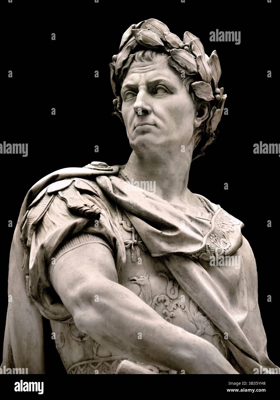 Julius Cäsar - Gaius Julius Cäsar 100 – 44 v. Chr. römischer Kaiser, von Nicolas Coustou 1658–1733 Louvre (Julius Cäsar). 1696 in Auftrag gegeben für die Gärten von Versailles, passend zum Annibal von Sébastien Slodtz. Der römische General und Staatsmann Julius Cäsar verwandelte die Römische Republik in das mächtige Römische Reich. Ein Attentat beendete seine Herrschaft in den Iden des März.) Stockfoto