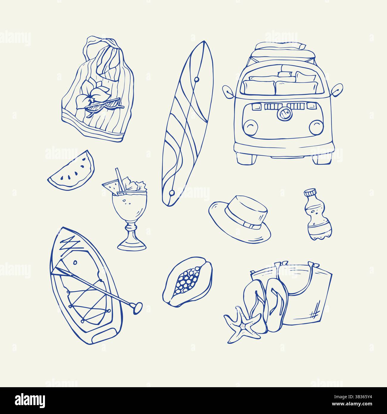 Set von Doodles Strandurlaub Stock Vektor