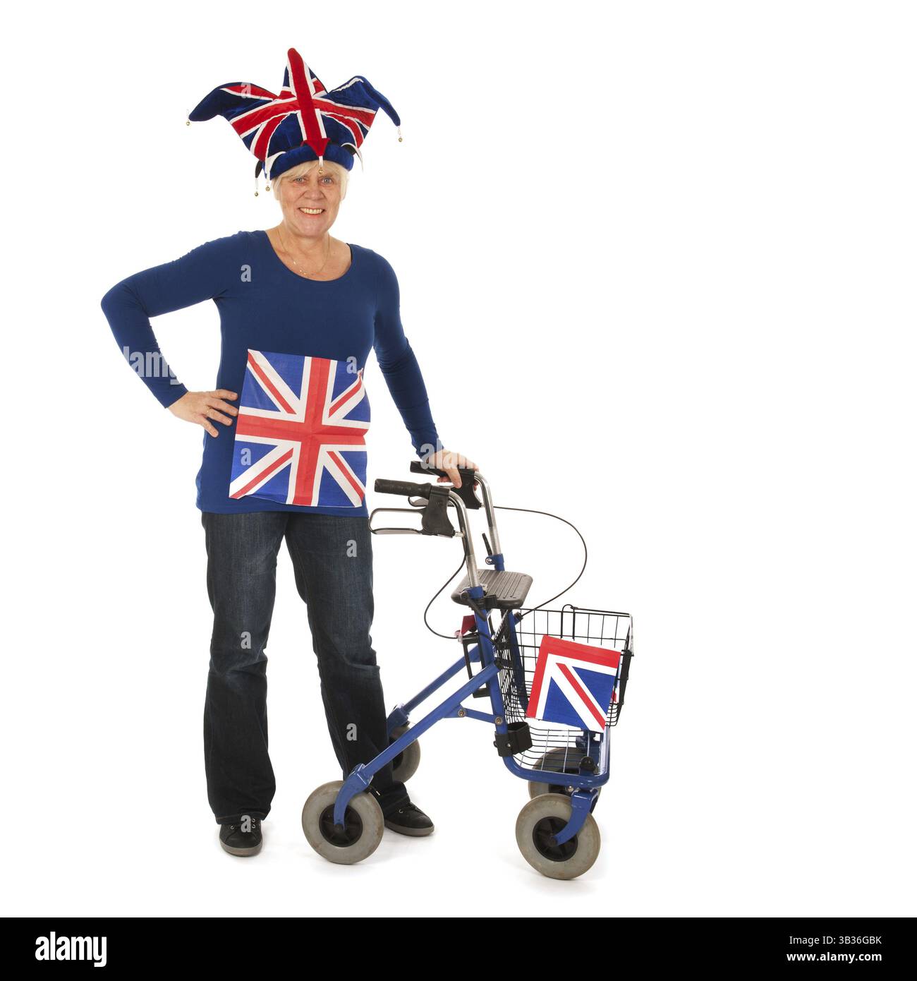 Sport-Fan aus dem Vereinigten Königreich mit blauen walker Stockfoto