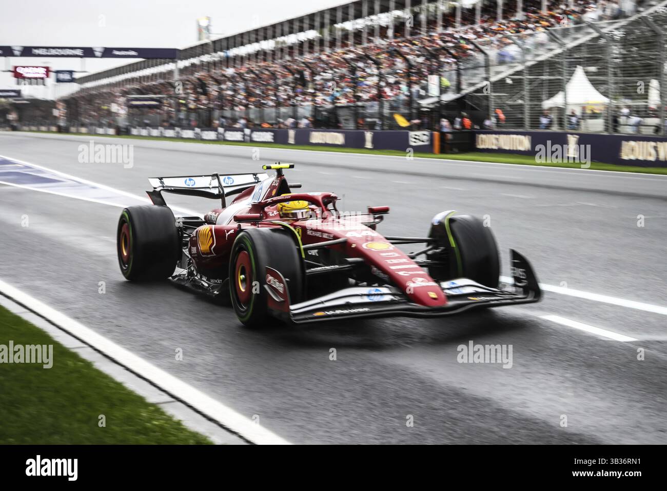 Lewis Hamilton aus Großbritannien fährt den Scuderia Ferrari HP während des Großen Preises von Australien 2025 im Albert Park in Melbourne, Australien, Ozeanien Stockfoto