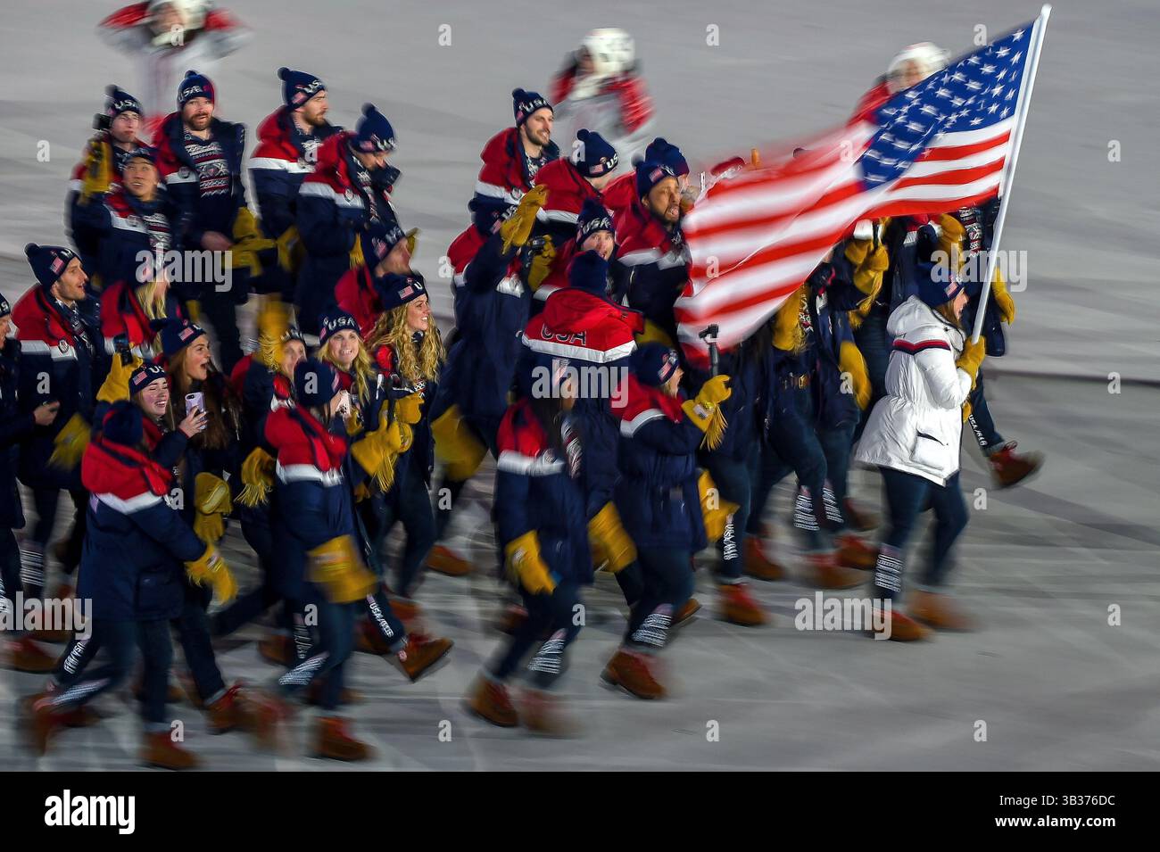 9. Februar 2018: Die Vereinigten staaten von Amerika bei der Eröffnung der olympischen winterspiele 2018 in Pyeongchang im Pyeongchang-olympiastadion in Pyeongchang, Südkorea. Ulrik Pedersen/CSM(Kreditbild: &Copy; Ulrik Pedersen/CSM via ZUMA Wire) Stockfoto