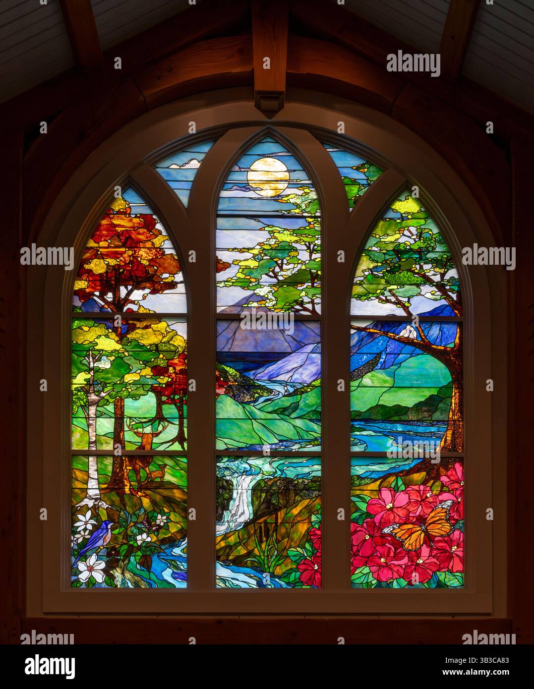 Die Landschaft von West Virginia in der Greenbrier Chapel, Greenbrier Resort, White Sulphur Springs, West Virginia Stockfoto