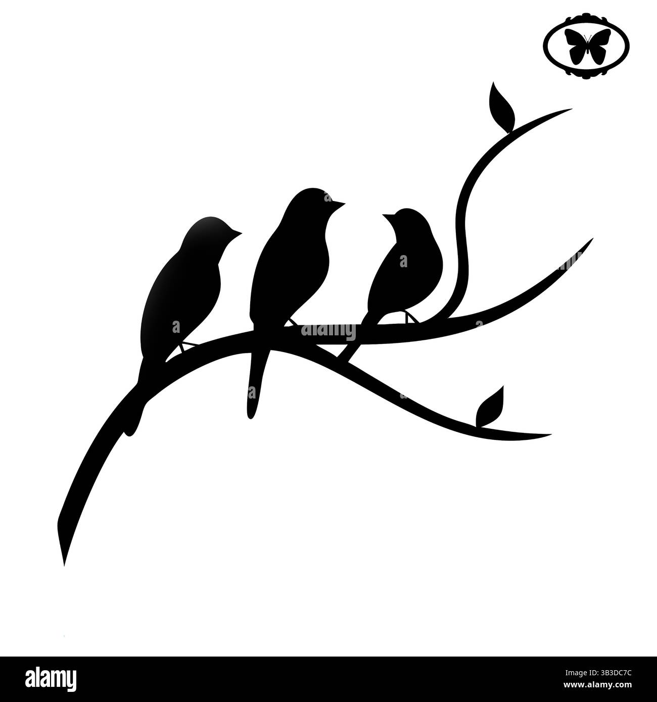 Silhouette Vögel auf Baumzweig Vektor Kunst Design Stock Vektor