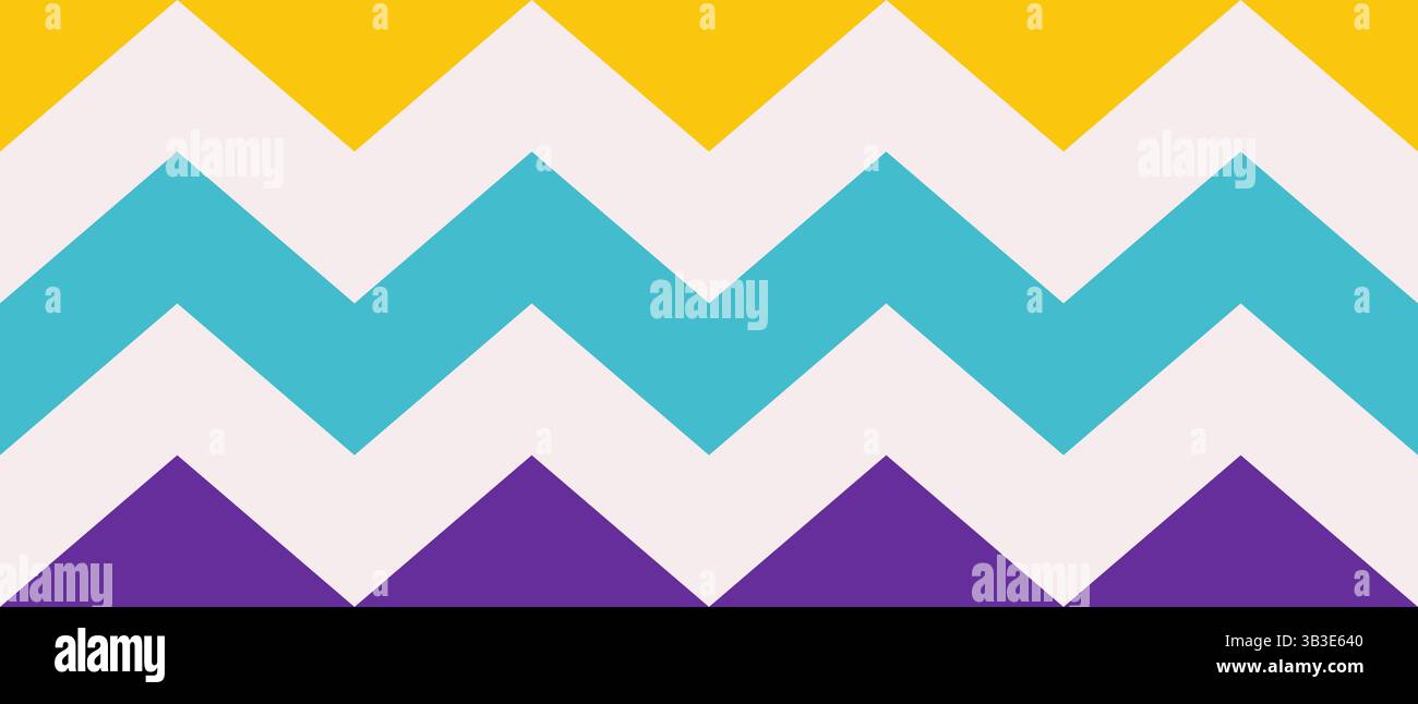 Flache Vektorillustration mit bunten geometrischen Wellen als Symbol für dynamische Bewegung. Helle unterbrochene Linien. Minimalistisches Konzept, Clipart abstrakt Coll Stock Vektor