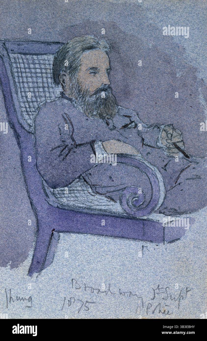 Porträt eines Mannes, der auf einem Stuhl liegt, c1861-c1869. Stockfoto