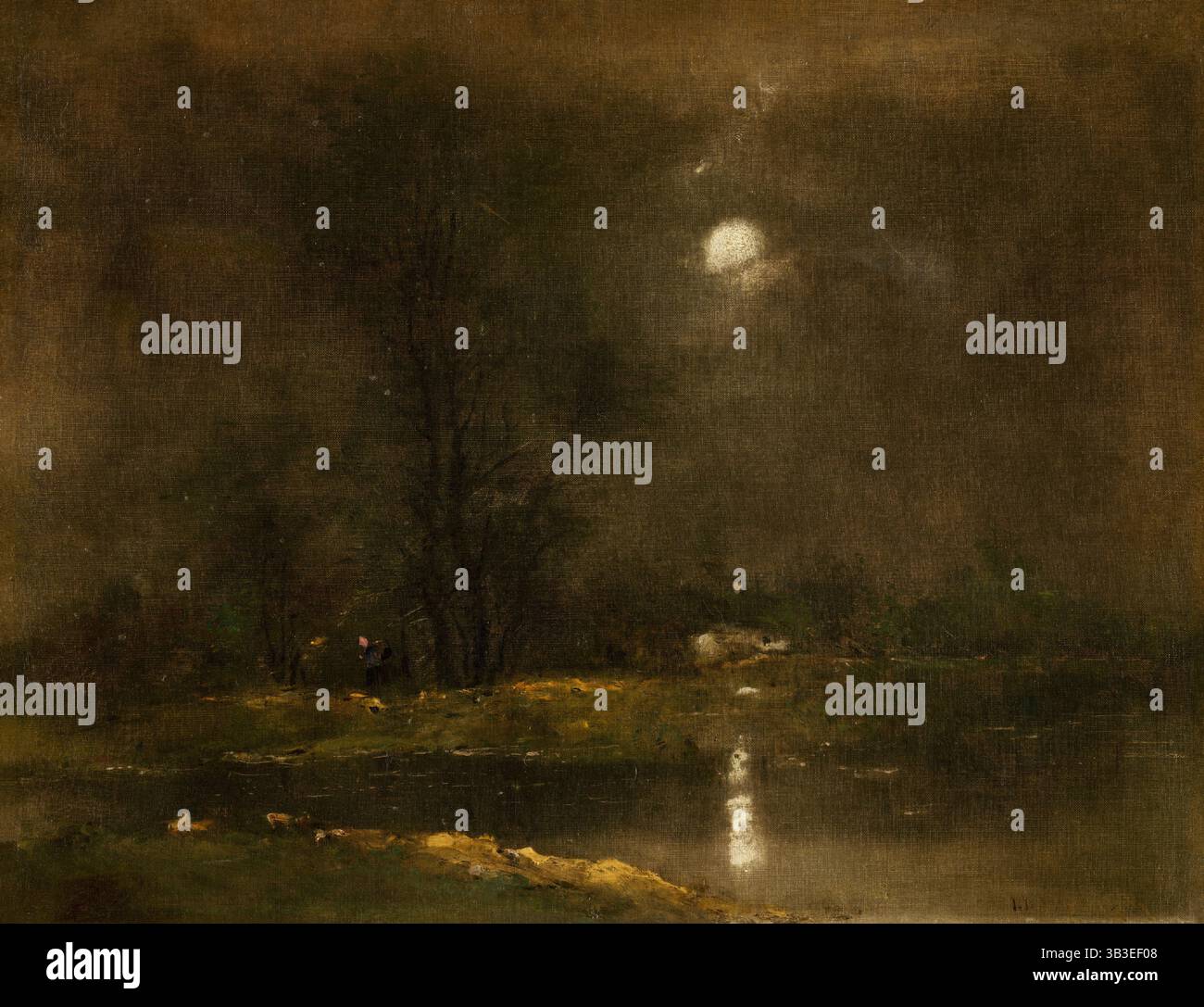 Abendliche Lakeside Landscape, 1885-1895. Stockfoto