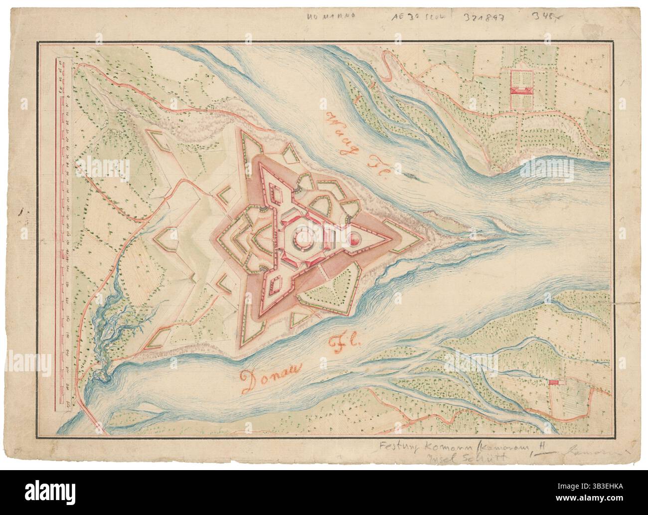 Ideales Design der Festung Komarno, 1600/1700. Stockfoto
