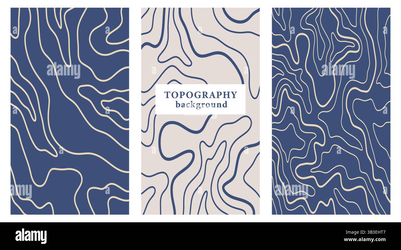 Hintergrund der Topographiekarte festgelegt. Gewelltes abstraktes Cover Stock Vektor