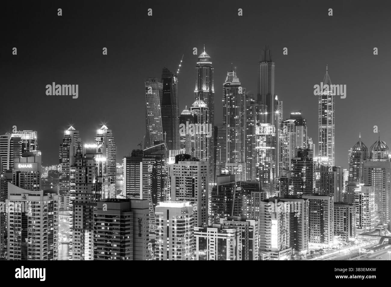 Blick auf Dubai Marina, Kanal und Bucht, Marina Dubai VAE Stockfoto