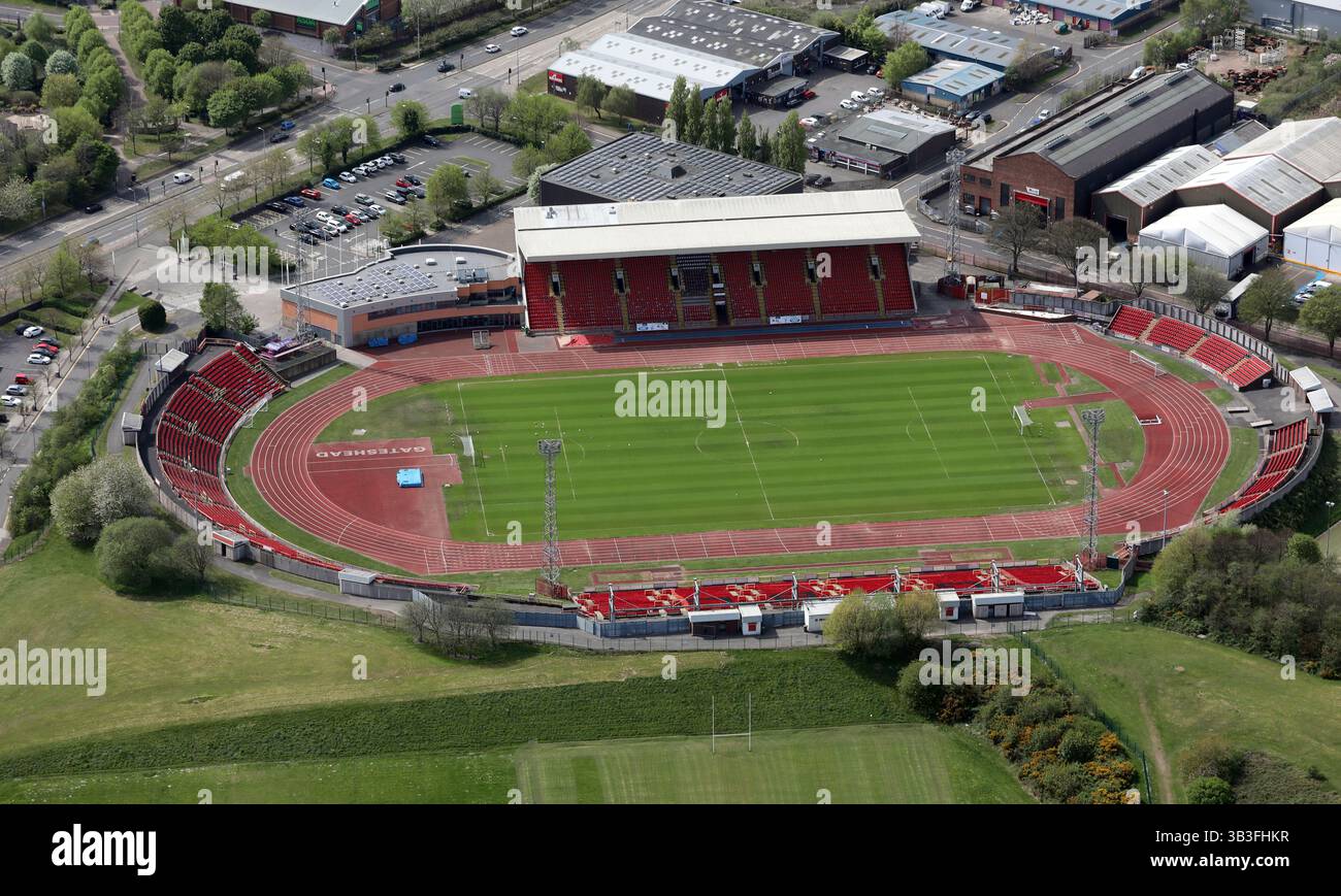 Luftaufnahme des Gateshead International Stadium Stockfoto