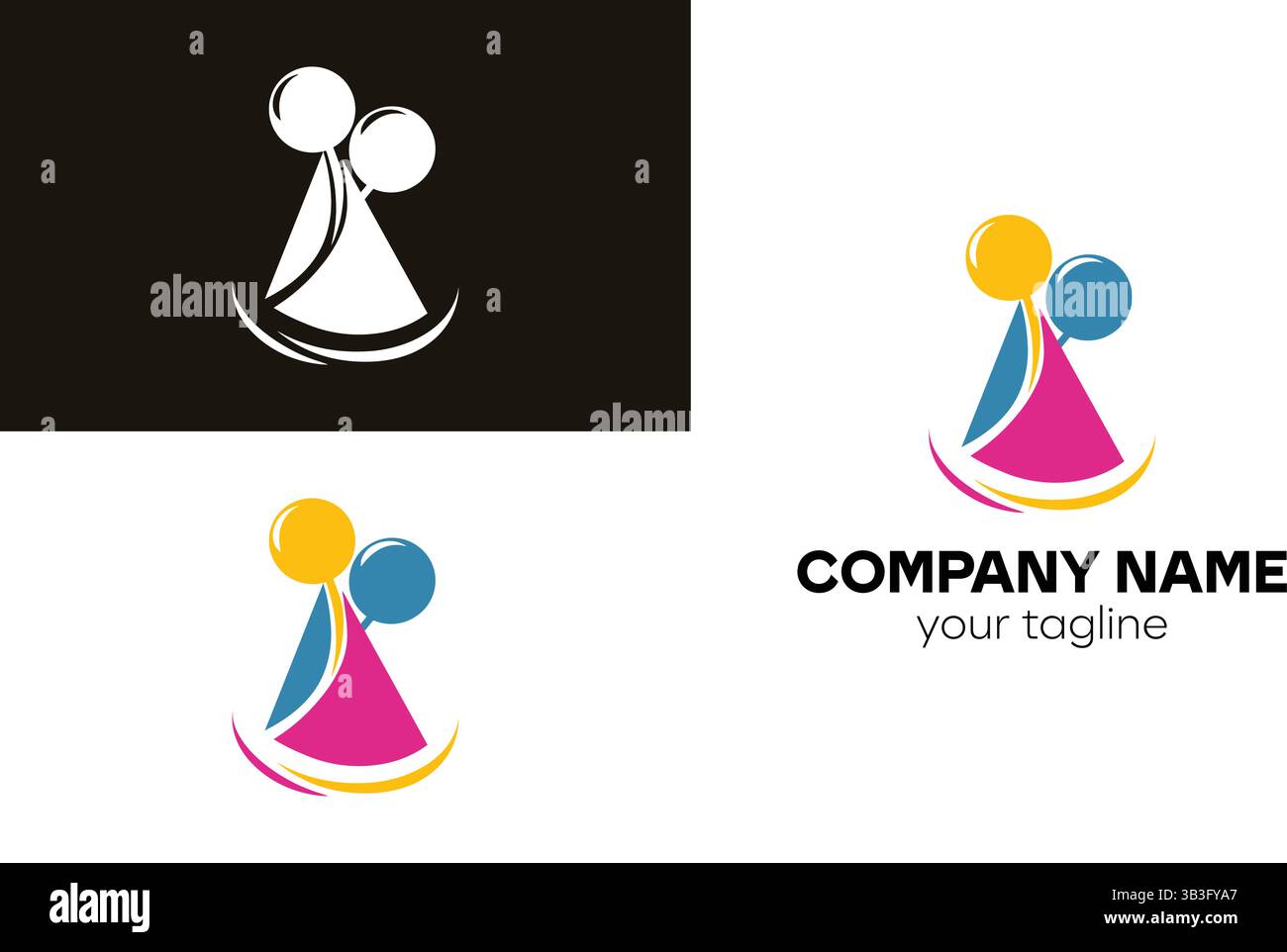 Abstraktes Logo mit Ballons und Dreiecksform Stock Vektor