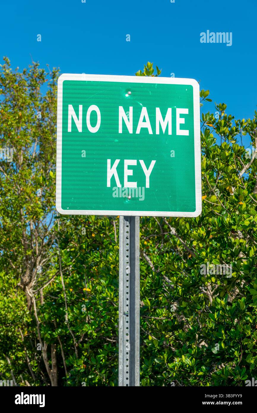 Kein Name Key-Straßenschild, Lower Keys, Florida Stockfoto