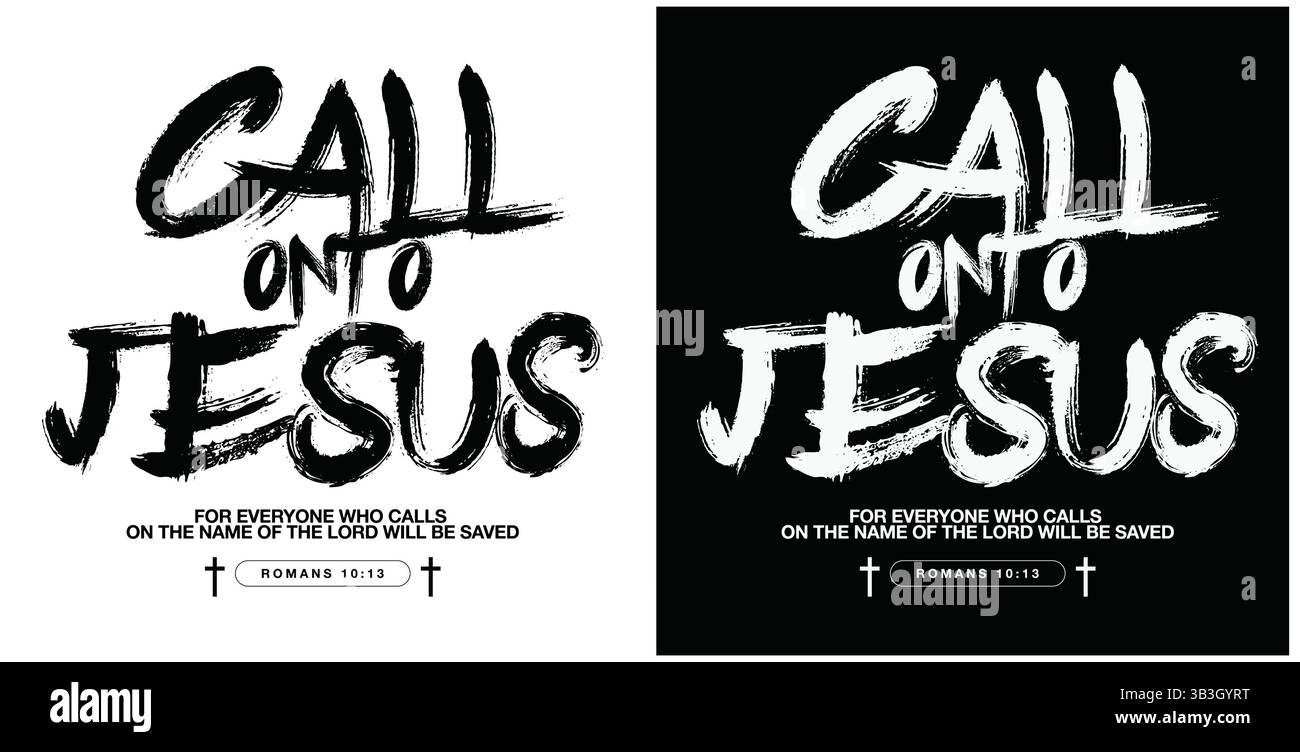 Call on jesus Religious Zitat T-Shirt Design in Pinsel Script Schriftart – christlicher Bibelvers Typografie Vektor für inspirierende Streetwear Stock Vektor