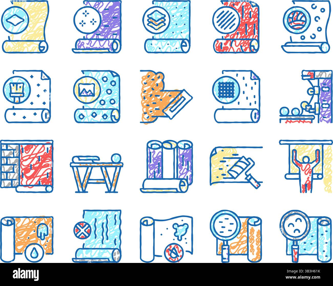 Hintergrundbild Innenausstattung Symbole handgezeichnet Stock Vektor