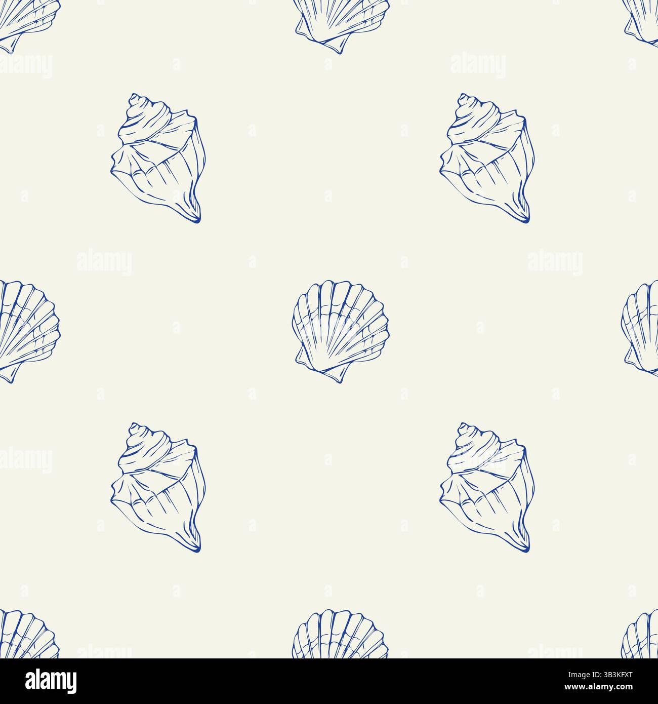 Nahtloses Vektormuster mit Muschel Stock Vektor