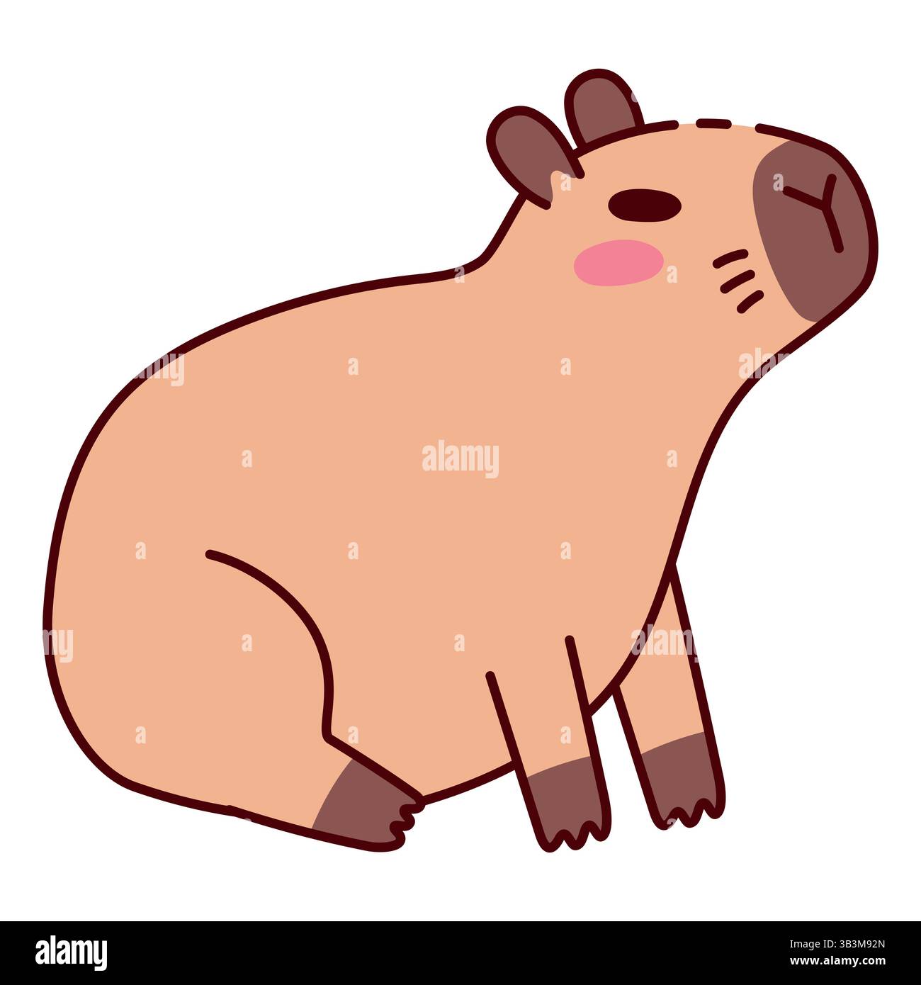 Niedliche Capybara sitzend und ruhend Illustration in flacher Art. Entzückendes Cartoon-Tierdesign, perfekt für Kinderbücher, Aufkleber und Merchandise Stock Vektor