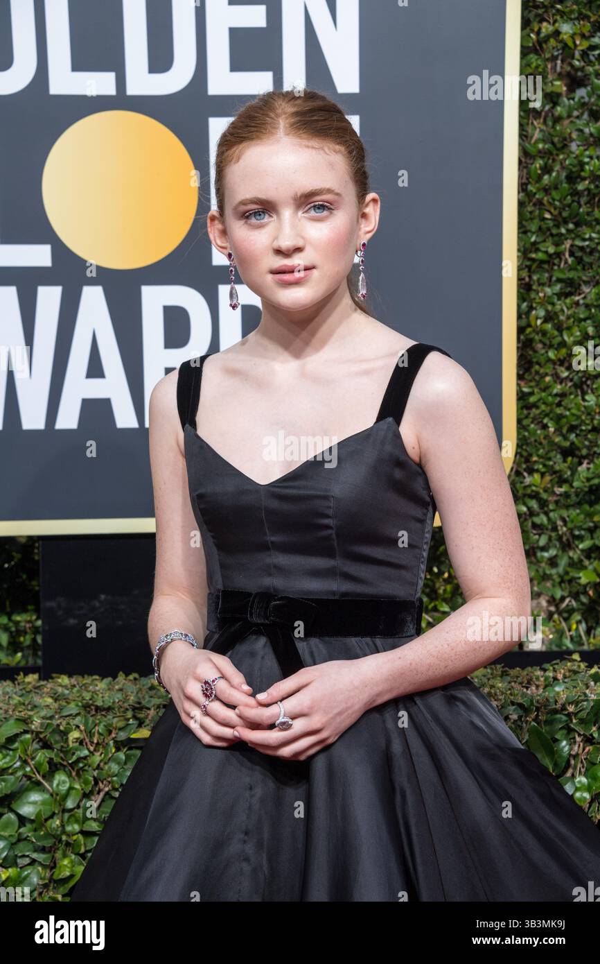 7. Januar 2018 - Beverly Hills, Kalifornien, USA - SADIE SINK kommt bei den 75. Jährlichen Golden Globe Awards im Beverly Hilton in Beverly Hills an. (Kreditbild: © HFPA/ZUMA Wire/ZUMAPRESS.com) Stockfoto