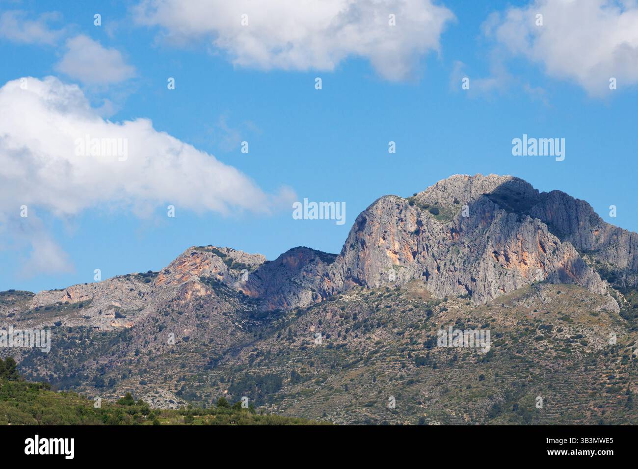 Sierra Benicadell, die an die Provinzen Valencia und Alicante in der Gemeinschaft Valencia, Spanien, grenzt Stockfoto