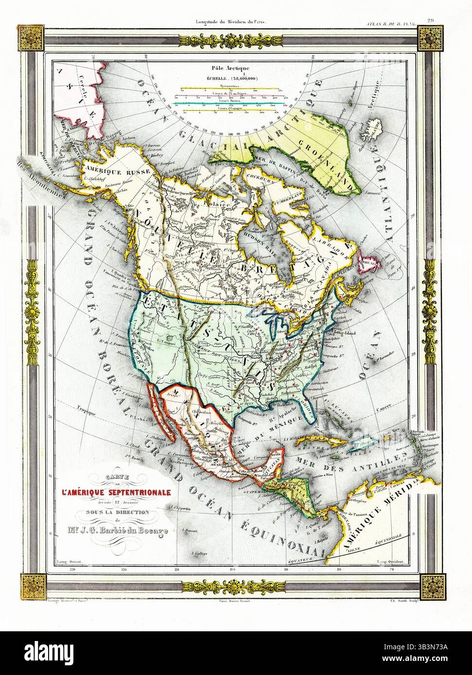 1852 Bocage Map of North America – Antique Geographicus Map, Vintage 19th Century American Ma Stockfoto