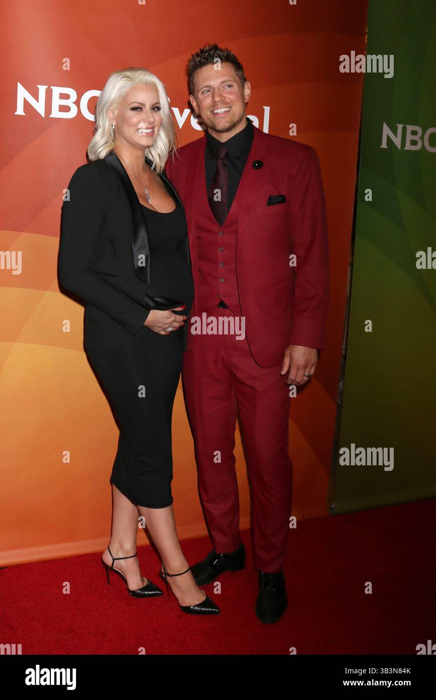 Januar 2018 - Pasadena, CA, USA - LOS ANGELES - 9. JAN: Maryse Ouellet, Michael Mizanin, The Miz bei der NBC TCA Winter Press Tour im Langham Huntington Hotel am 9. Januar 2018 in Pasadena, CA (Kreditbild: © Kathy Hutchins via ZUMA Wire) Stockfoto