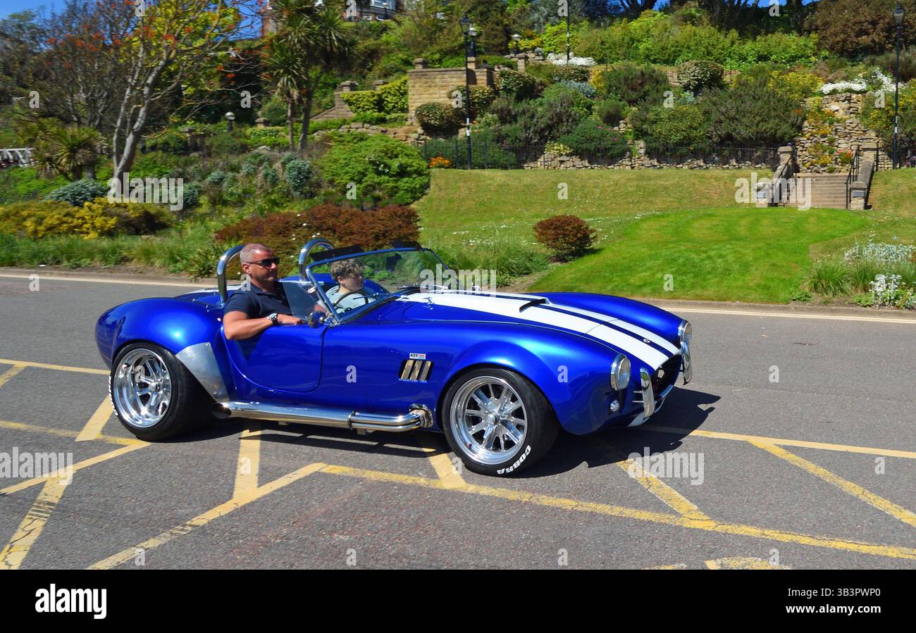 Klassischer Shelby AC Cobra Roadster auf der Straße Stockfoto