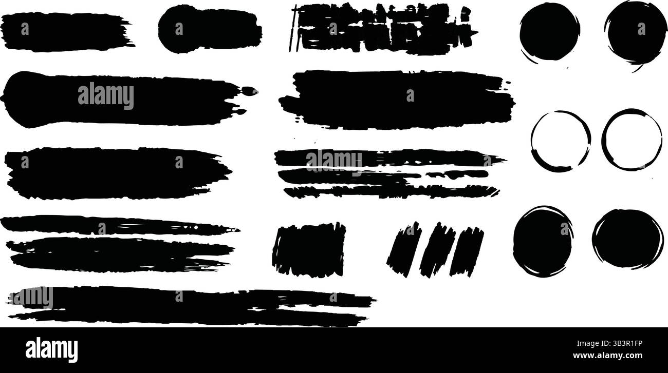 Mega Pinselstriche Set - Vektor künstlerische Pinselstriche Kollektion für Digital & Print Design Stock Vektor