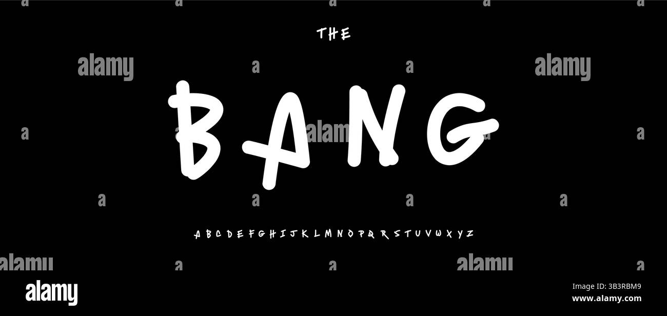 Comic-Graffiti-Schriftart, auffällige Markierungsbuchstaben, funkiges handgeschriebenes Alphabet mit roher Energie, verspielter Street-Style für laute visuelle Identität, dynamische Jugend Stock Vektor