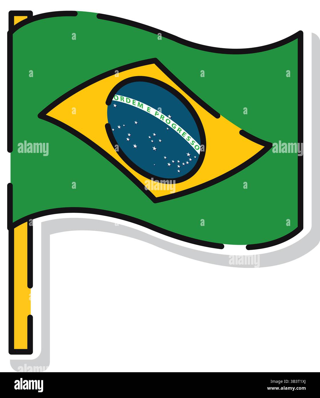 Brasilien schwenkt Nationalflagge. Vektorabbildung Stock Vektor