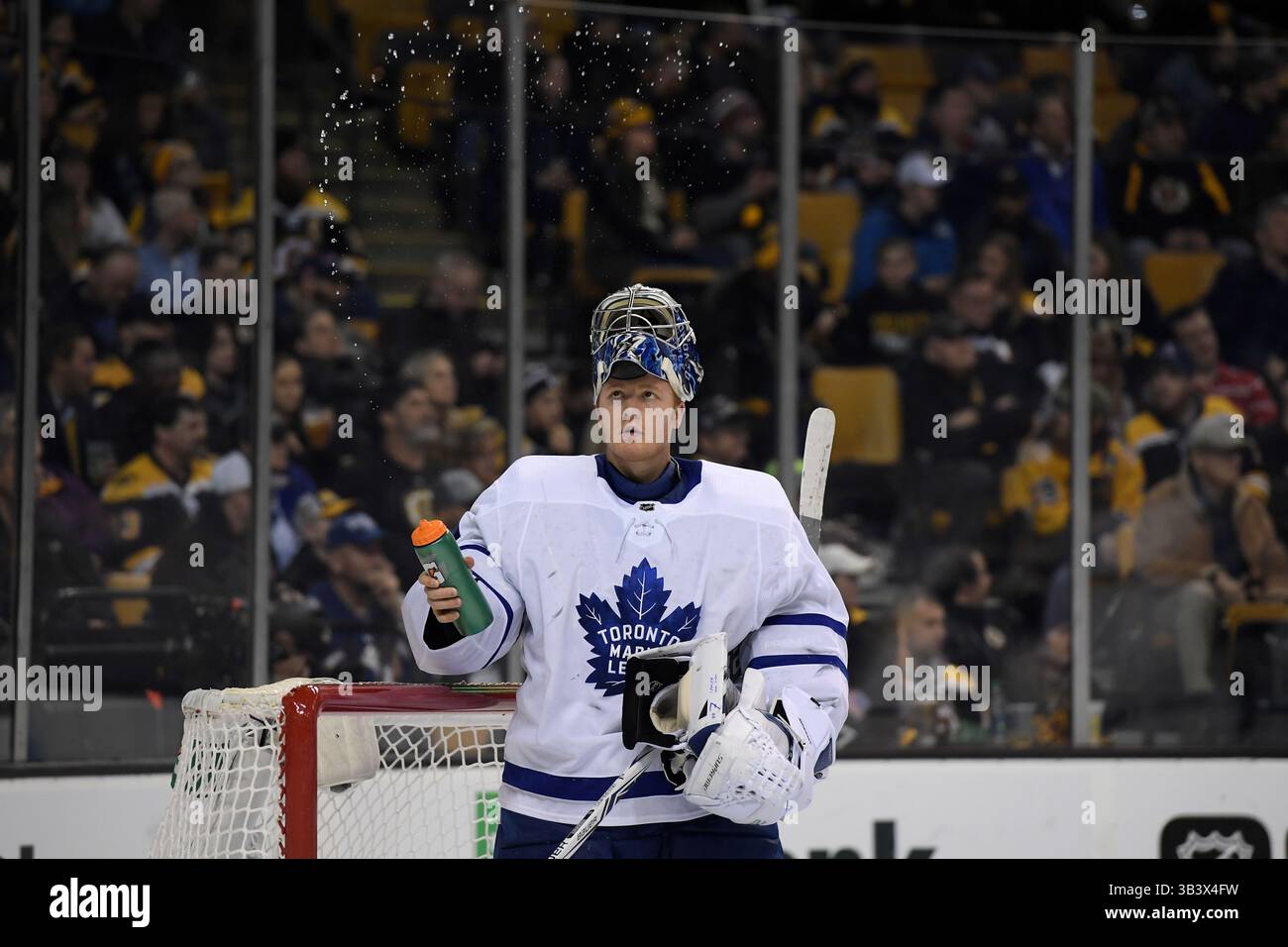 3. Februar 2018: Toronto Maple Leafs Torhüter Frederik Andersen (31) während einer Spielpause zwischen den Toronto Maple Leafs und den Boston Bruins im TD Garden in Boston, Mass. Die Bruins besiegen die Maple Leafs mit 4:1. Eric Canha/CSM(Kreditbild: &Copy; Eric Canha/CSM via ZUMA Wire) Stockfoto