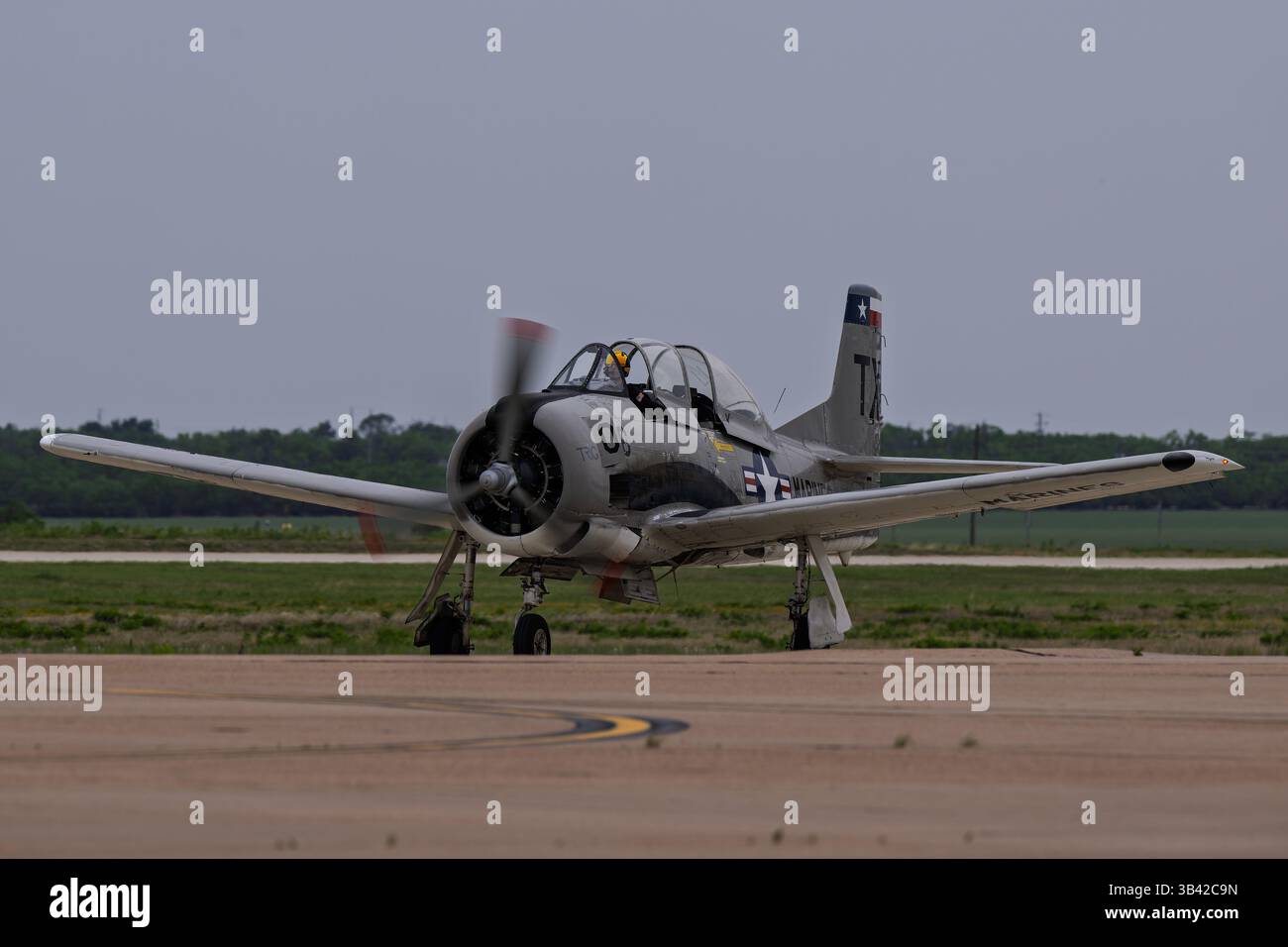 Wings Over West Texas 4-18-2025 Dyess AFB, TX USA Trojan Phlyers T-28 Formation Demonstration auf der Wings Over West Texas Air Show in Dyess AFB Stockfoto