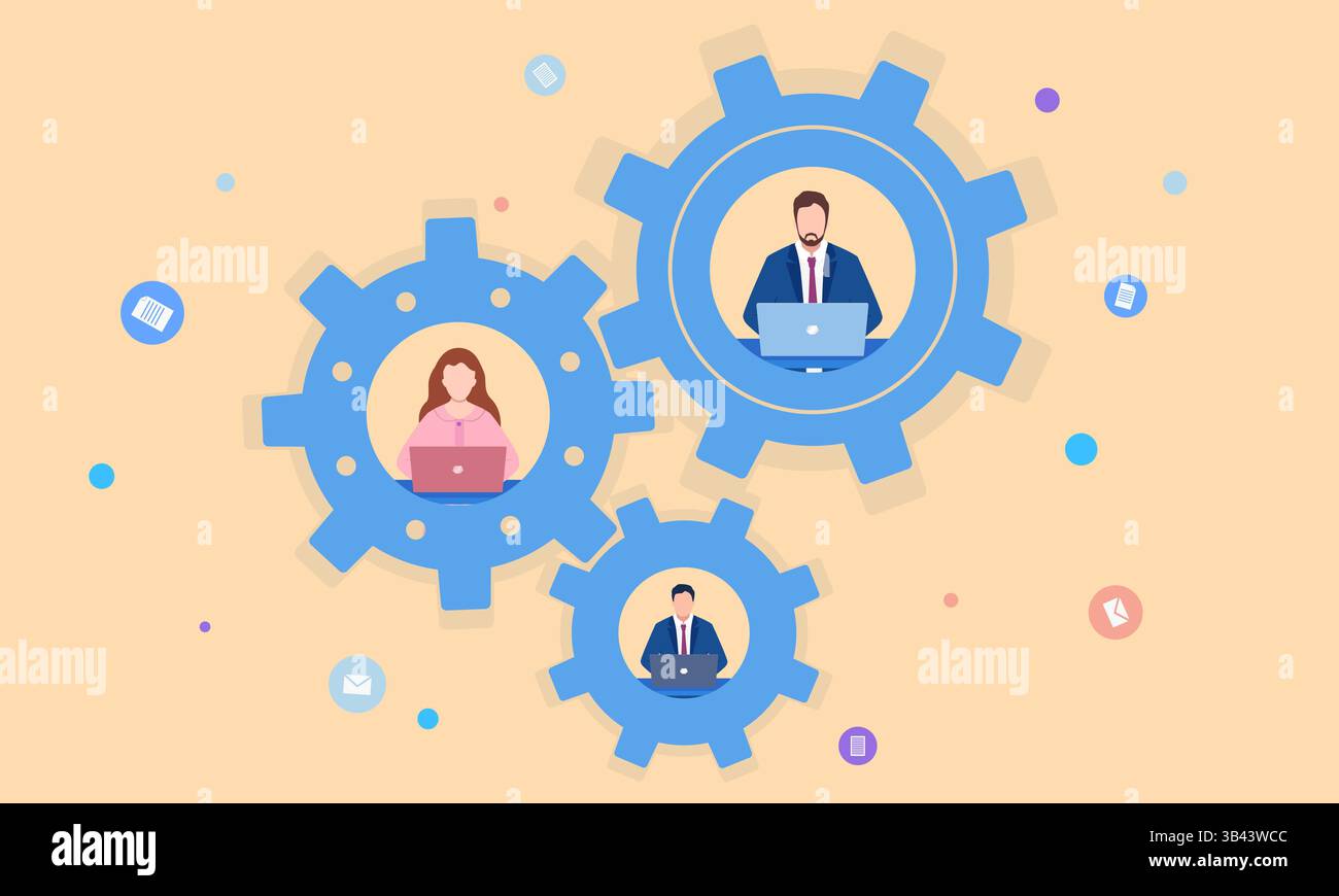 Vektorkonzeptdarstellung von Teamarbeit und Zusammenarbeit Stock Vektor