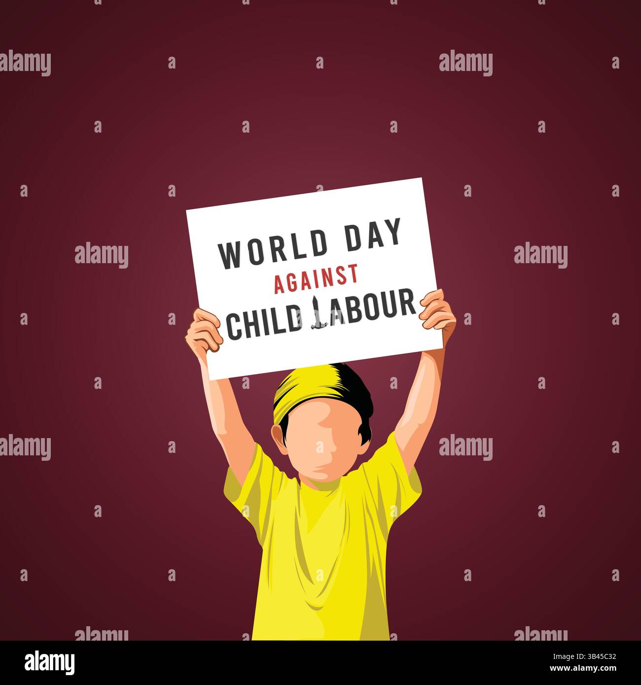 Welttag gegen Kinderarbeit Poster | Poster zum Tag der Kinderarbeit Stock Vektor