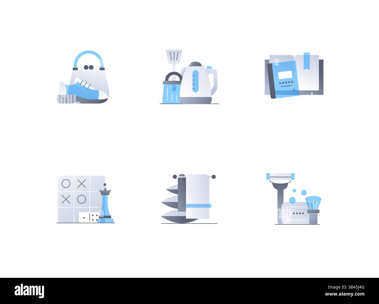 Dinge, die Sie spenden sollten – Symbole im flachen Design Stock Vektor
