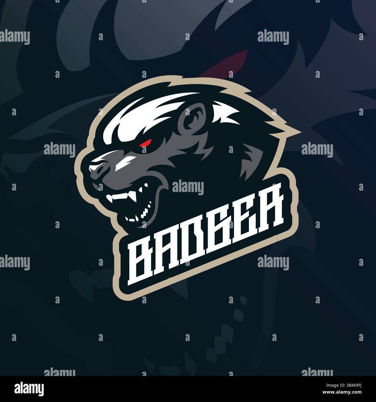 Badger Maskottchen Logo Design Vektor mit moderner Illustration Konzept Stil für Abzeichen, Emblem und T-Shirt Druck. Illustration des wütenden Dachskopfes. Stock Vektor