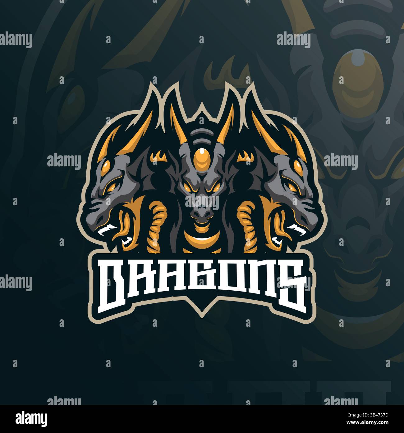 Dragon Mascot Logo Design Vektor mit modernem Illustrationskonzept Stil für Abzeichen, Emblem und T-Shirt Druck. Illustration des wütenden Drachen. Stock Vektor