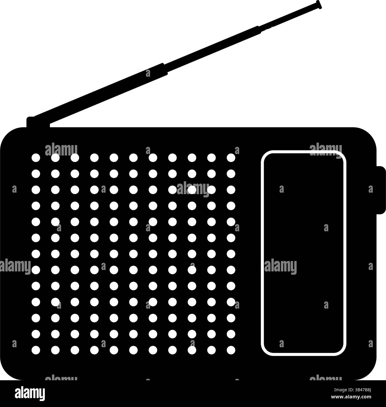Silhouette eines tragbaren Funkempfängers mit erweitertem Antennensymbol Stock Vektor
