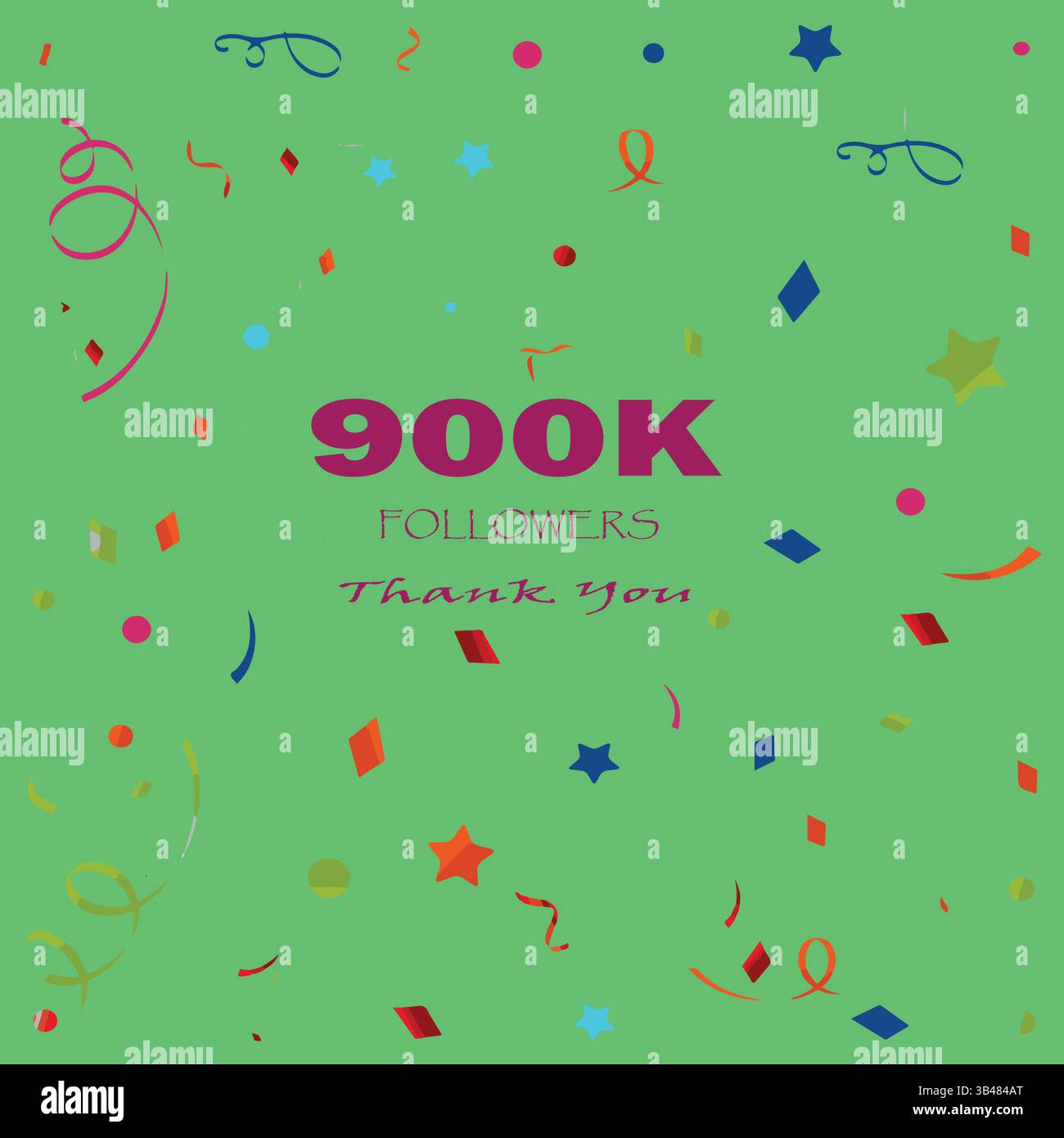 „Danke You Followerabzeichen“ – weißes rosafarbenes Thema auf grünem Hintergrund. 900 Follower. Vektorgrußvorlage. Stock Vektor