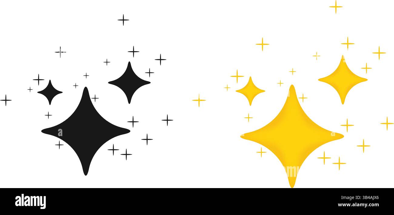 Goldene funkelnde Sterne, Vektor. Funkelndes Symbol. Stock Vektor