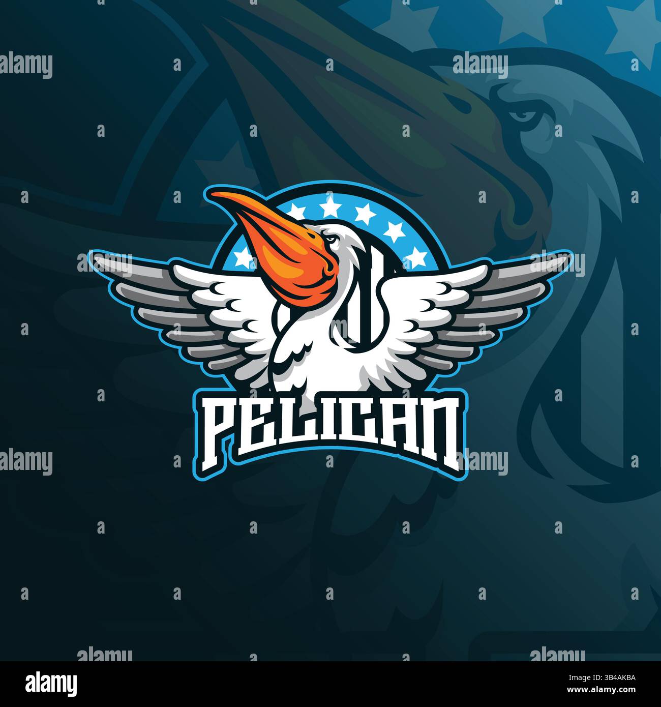 Pelican Mascot Logo Design Vektor mit modernem Illustrationskonzept Stil für Abzeichen, Emblem und T-Shirt Druck. Pelikan-Illustration. Stock Vektor