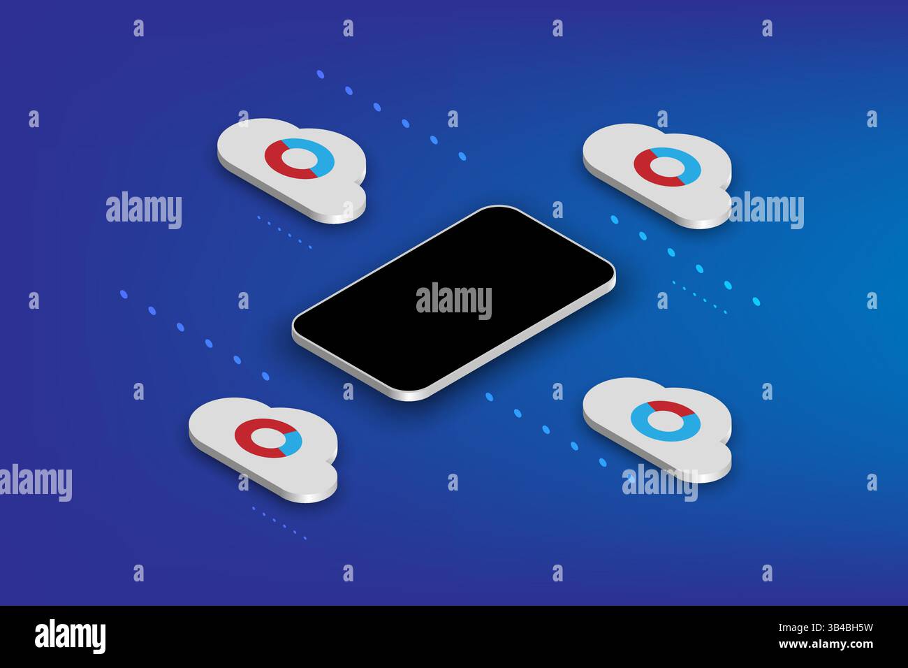 Cloud Computing Download und Upload von Daten Online-Service mit Smartphone, Cloud-Technologie Online-Speicherkonzept, Vektor-Illustration Stock Vektor