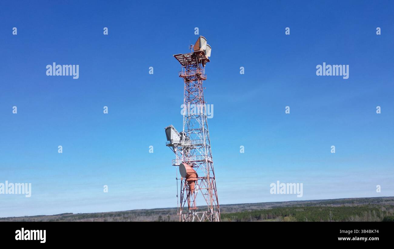 Long Lines Microwave Tower 1960er Jahre USA Kommunikationsausrüstung für den Kalten Krieg Stockfoto