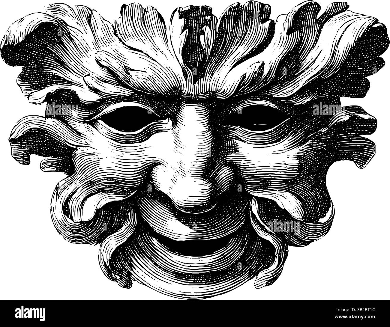 Aufwändige barocke Maskengravur für künstlerisches und dekoratives Design. Stock Vektor