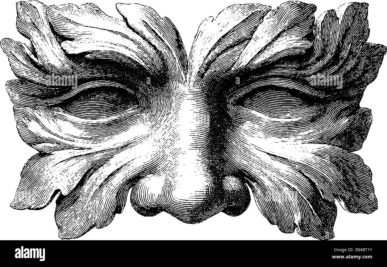 Barockes Maskendesign mit aufwändigen Gravurdetails für künstlerische Projekte. Stock Vektor