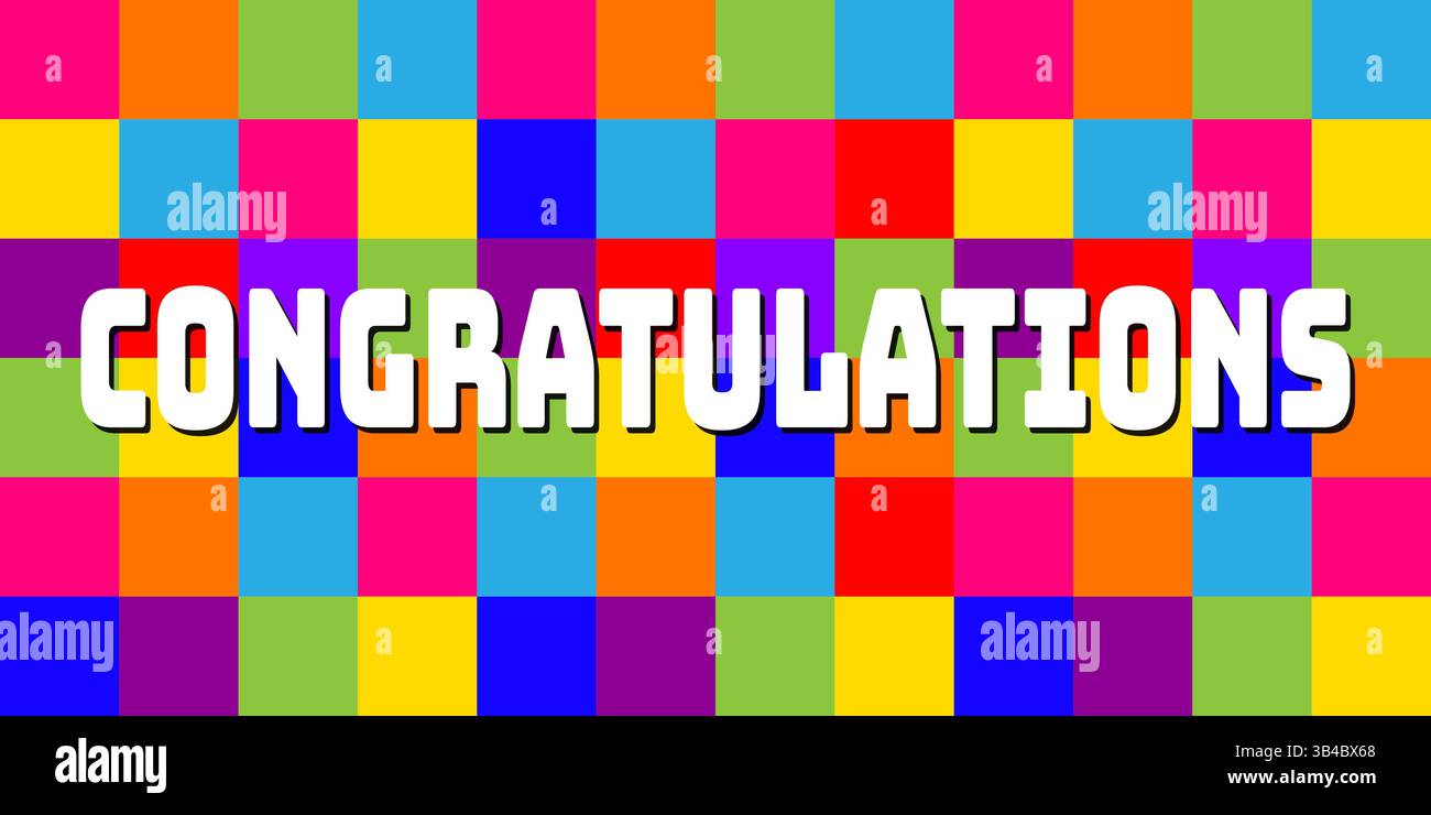 Glückwunsch Typografie Text auf bunter kubischer Hintergrund Vektor-Illustration Stock Vektor