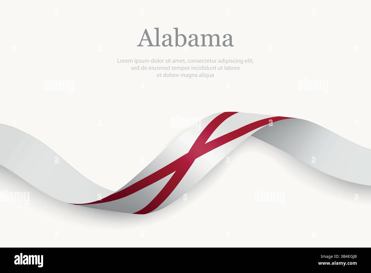 Alabama-Flagge auf schwebendem Band mit elegantem Design. US-Bundesstaat USA Stock Vektor