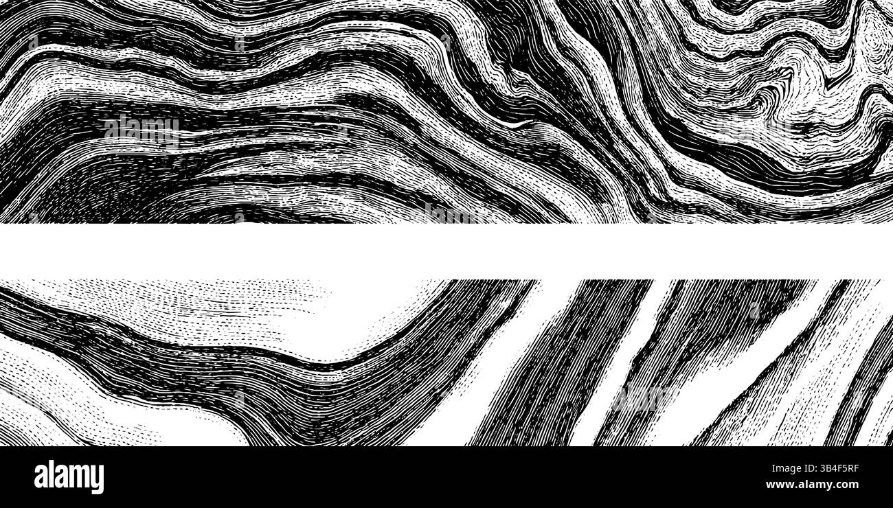 Aufwändige Gravurmuster aus Holzmaserung und Marmor für Design und Dekoration. Stock Vektor