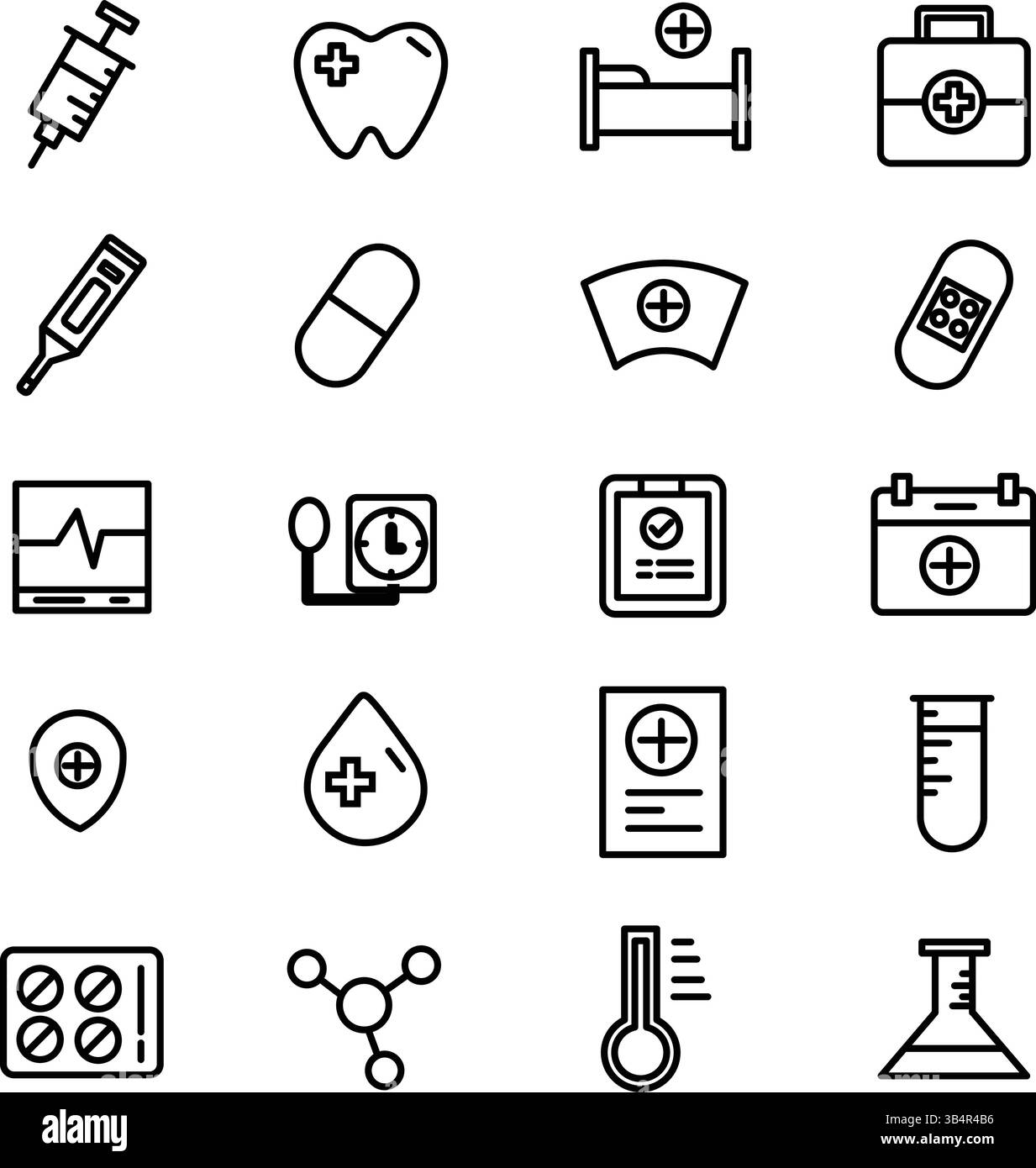 Medizin Symbole Set - Gesundheitswesen, Medizin, Krankenhaus und Apotheke Symbole Stock Vektor