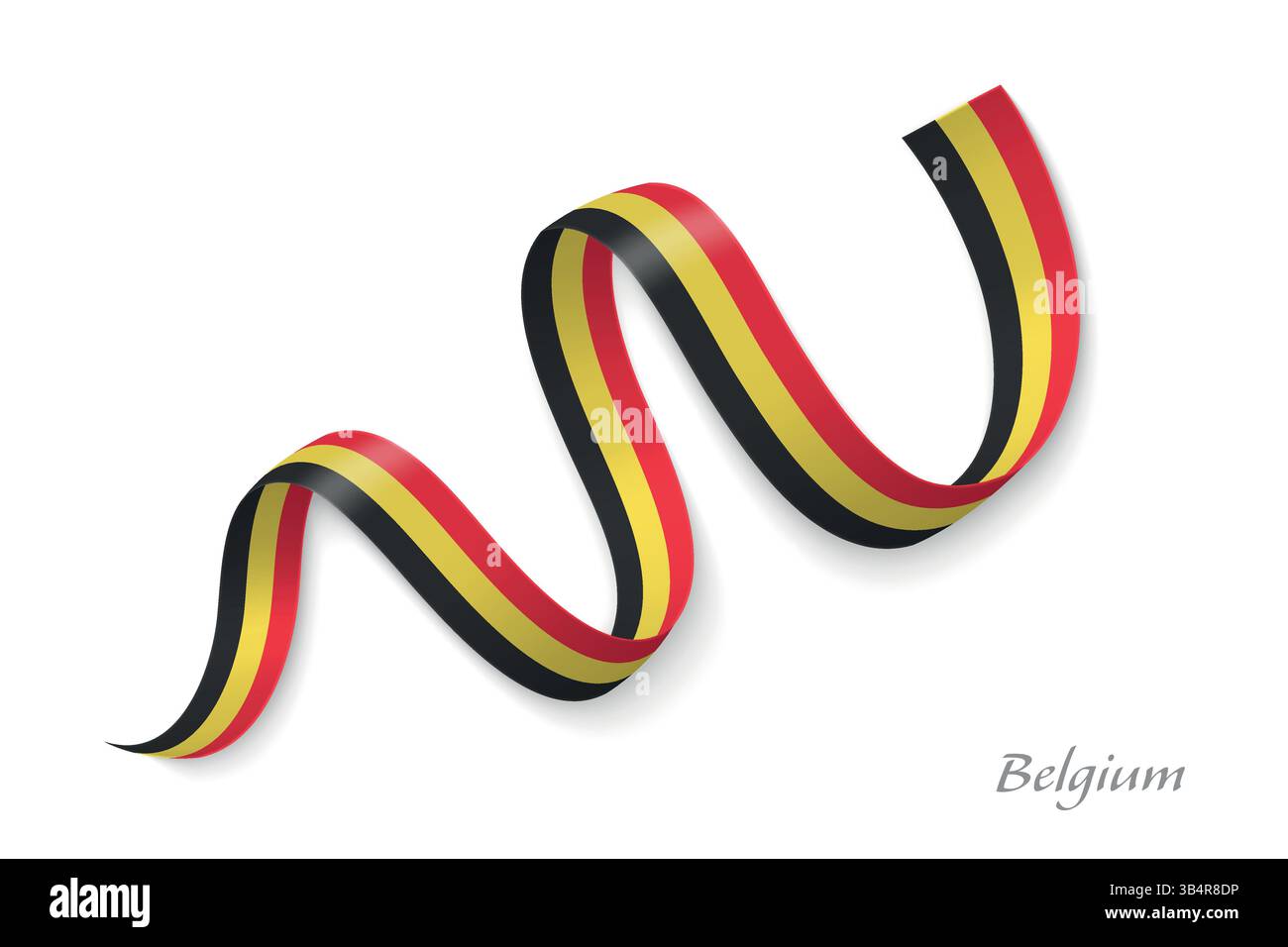 Das Band der belgischen Flagge weht nationale Farben und symbolisiert Stolz, Einheit und nationale Identität Stock Vektor